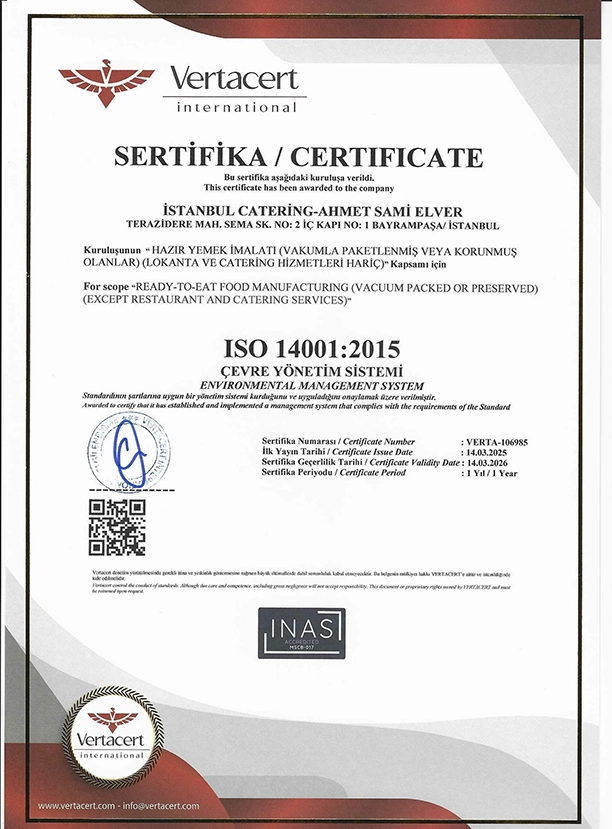 ISO 14001:2015 Çevre Yönetim Sistemi Sertifikası