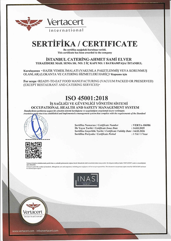 ISO 45001:2018 İş Sağlığı ve Güvenliği Sertifikası